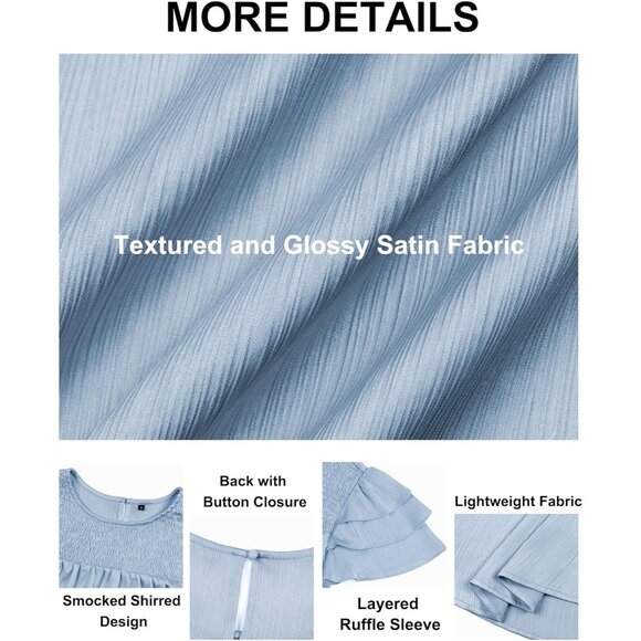 Chic Women's Satin Summer Blouse with Ruffle Sleeves – Perfect for Any Occasion - Picture 5 of 5